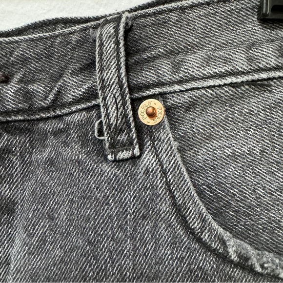 Free People Distressed Jean High Waisted Cut Off Denim Button-Up Booty Shorts - Picture 3 of 9